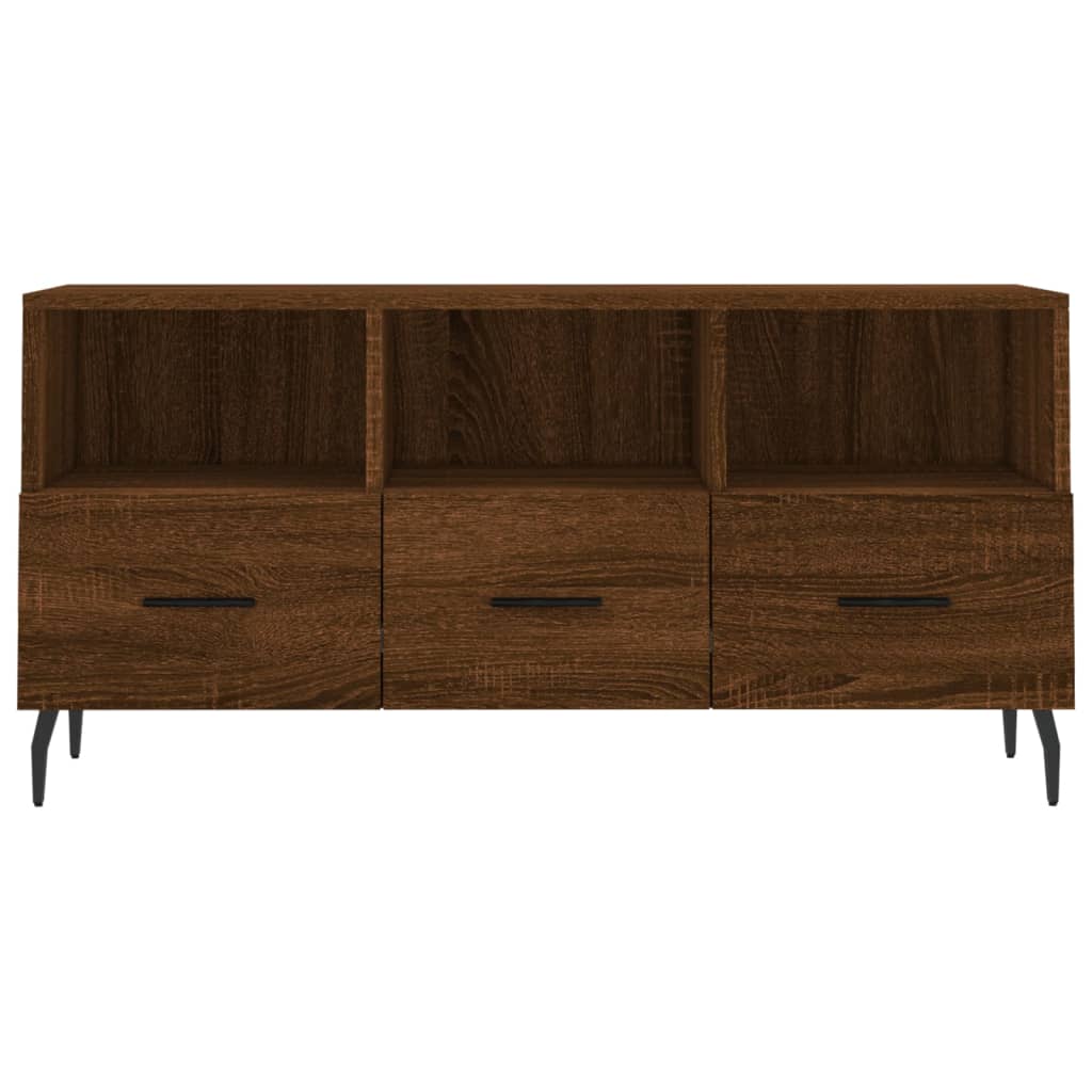 Meuble TV aspect chêne marron 102x36x50 cm matériau bois