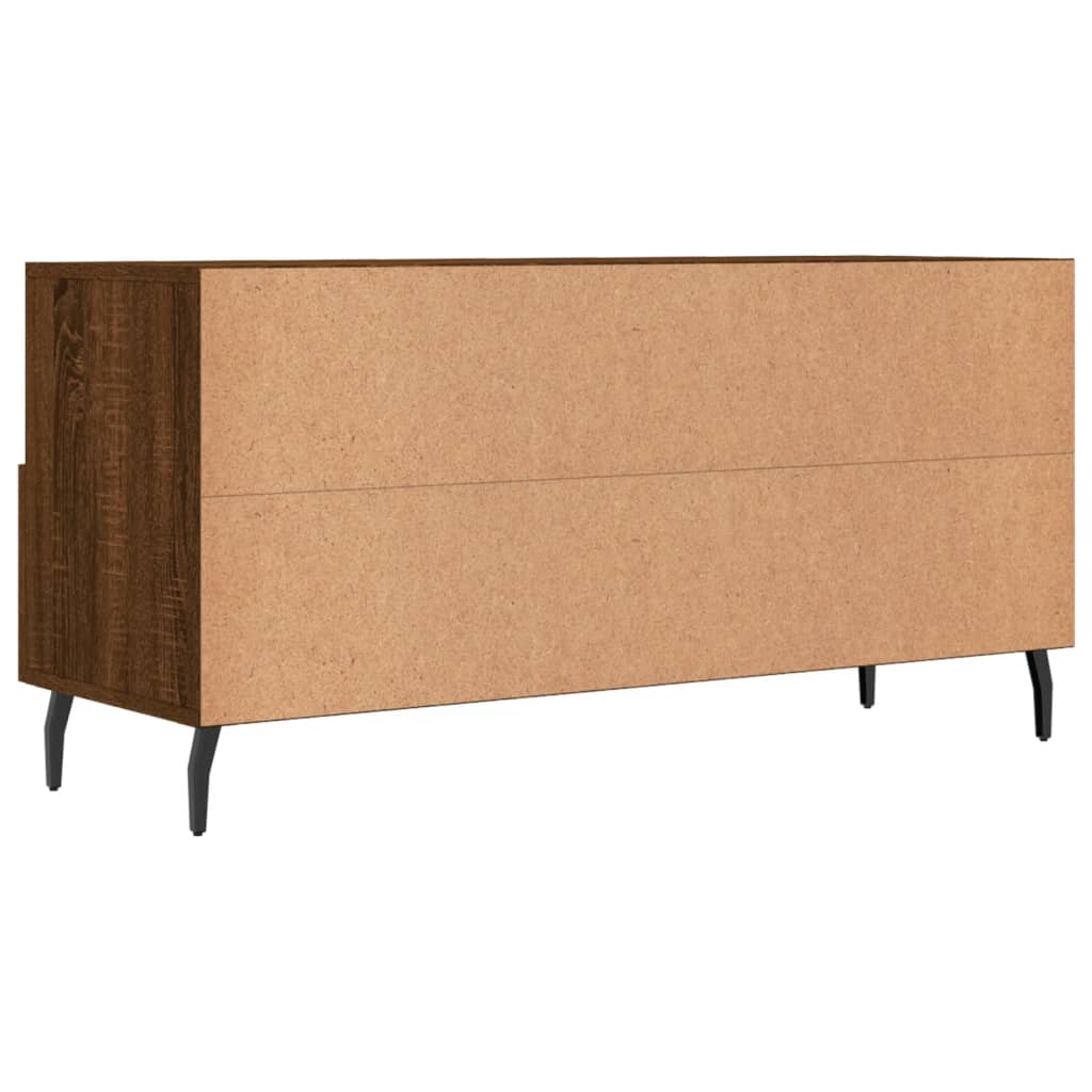 Meuble TV aspect chêne marron 102x36x50 cm matériau bois