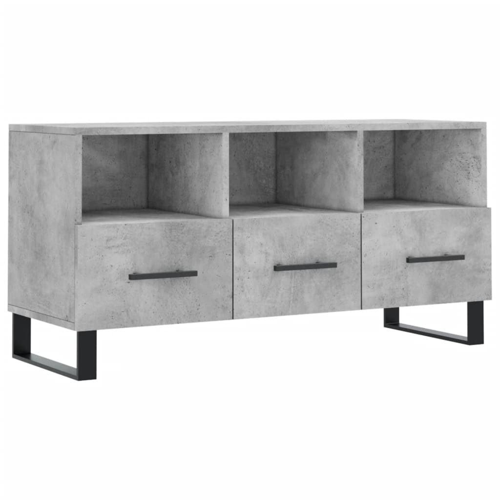 Meuble TV gris béton 102x36x50 cm en bois