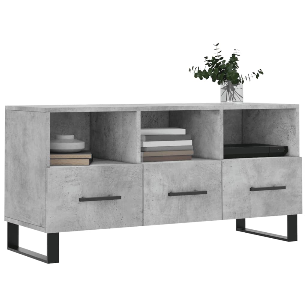 Meuble TV gris béton 102x36x50 cm en bois