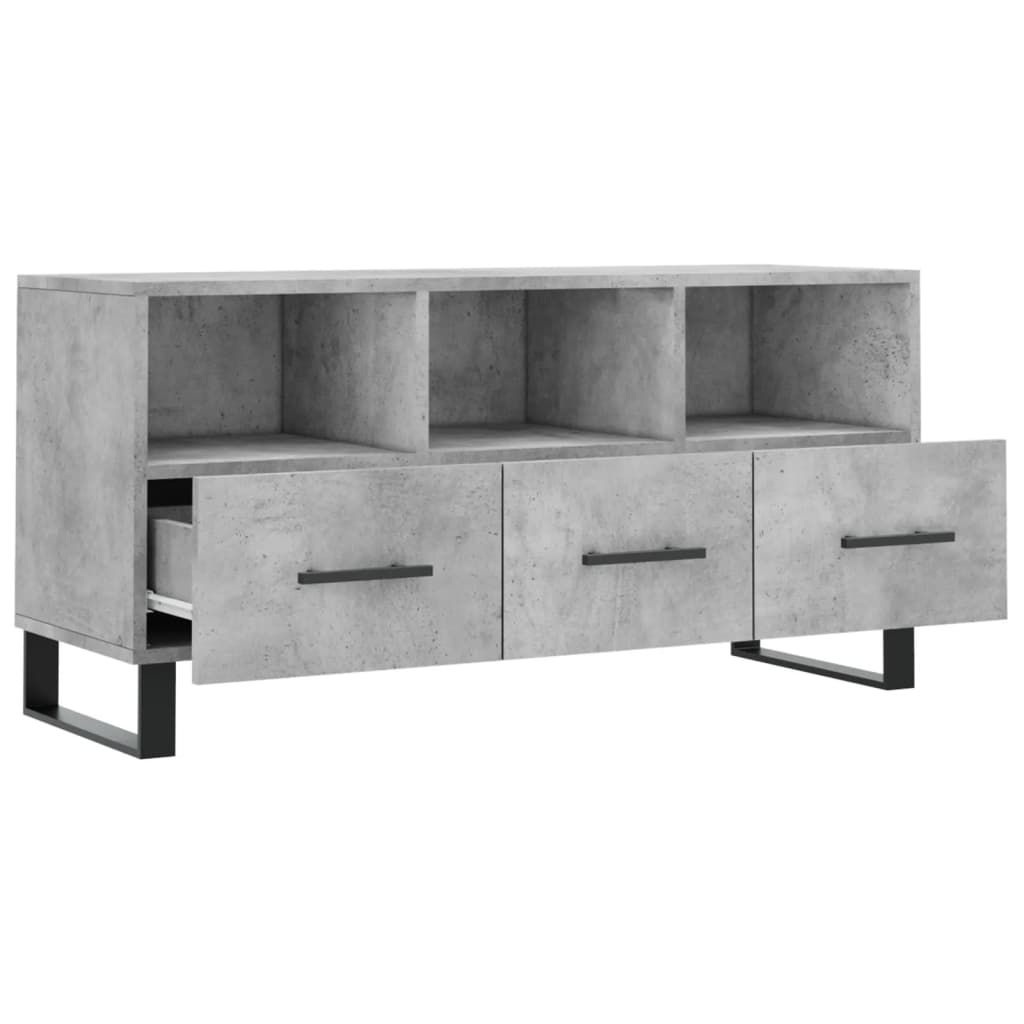 Meuble TV gris béton 102x36x50 cm en bois