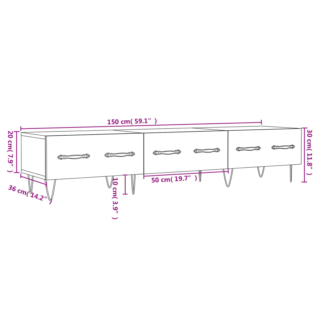 TV-Schrank Weiß 150x36x30 cm Holzwerkstoff