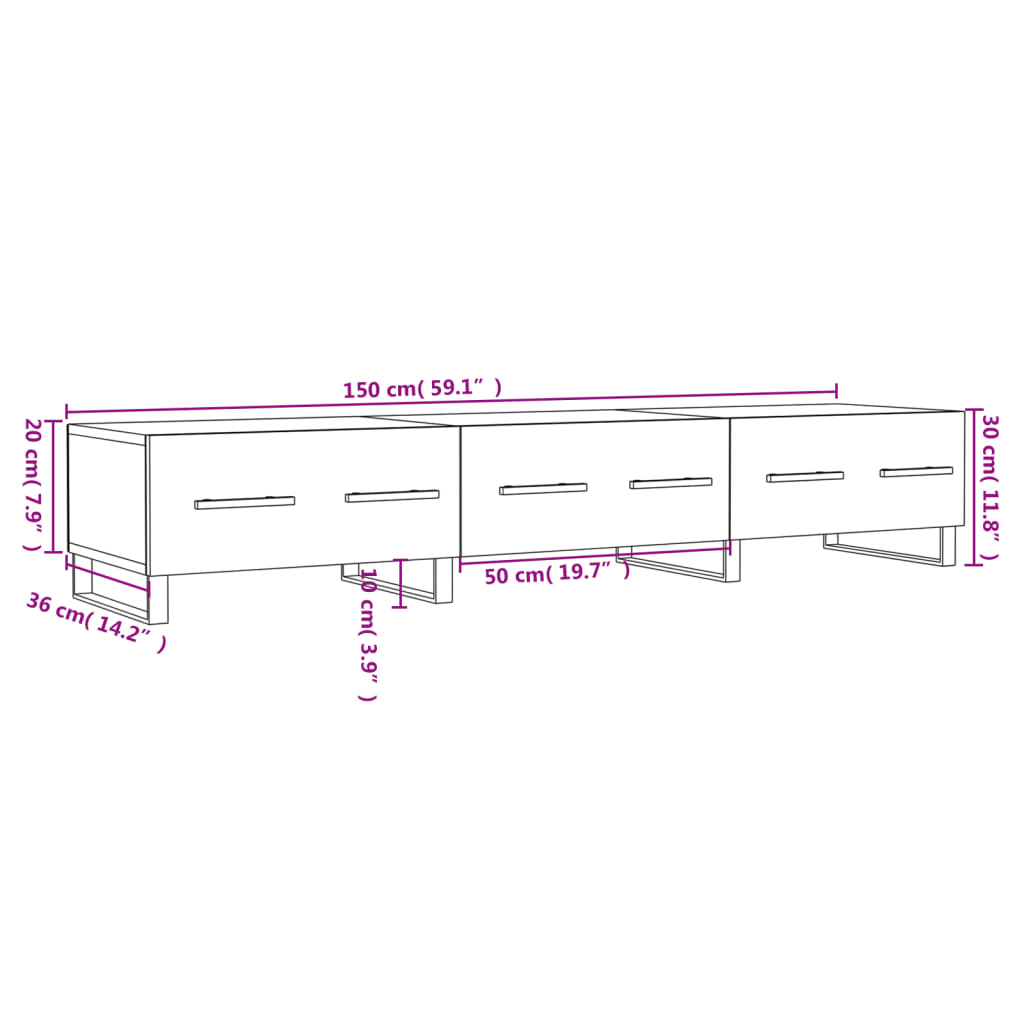 TV-Schrank Betongrau 150x36x30 cm Holzwerkstoff