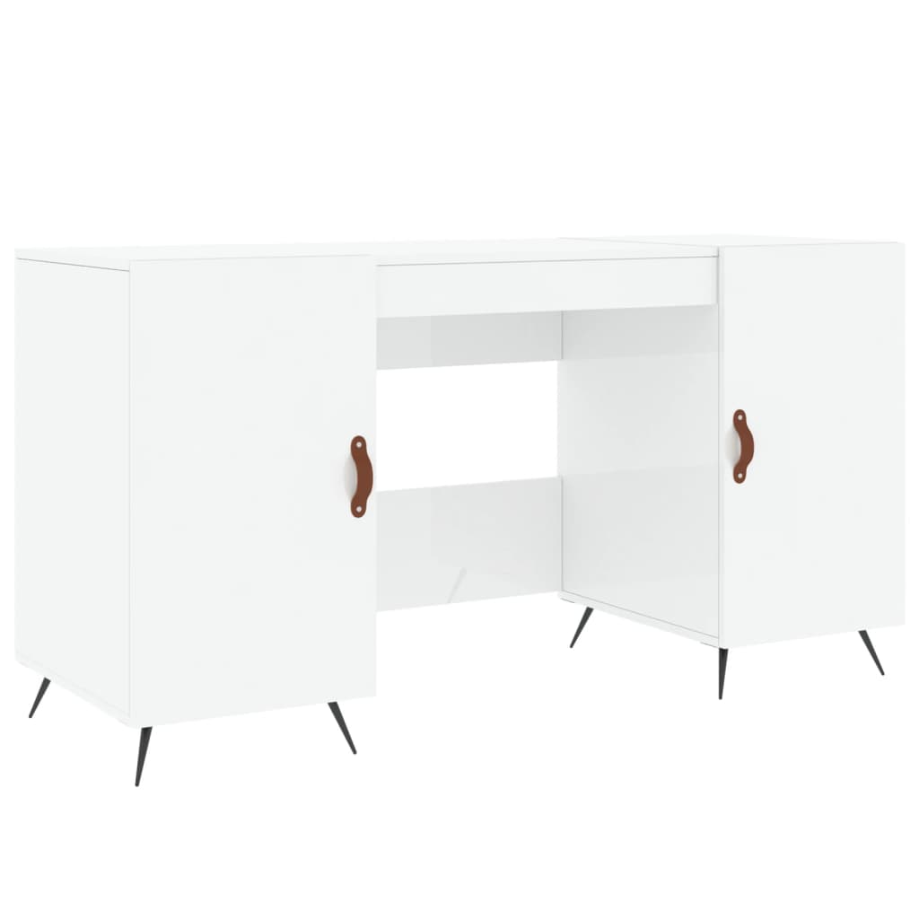 Bureau blanc brillant 140x50x75 cm en bois