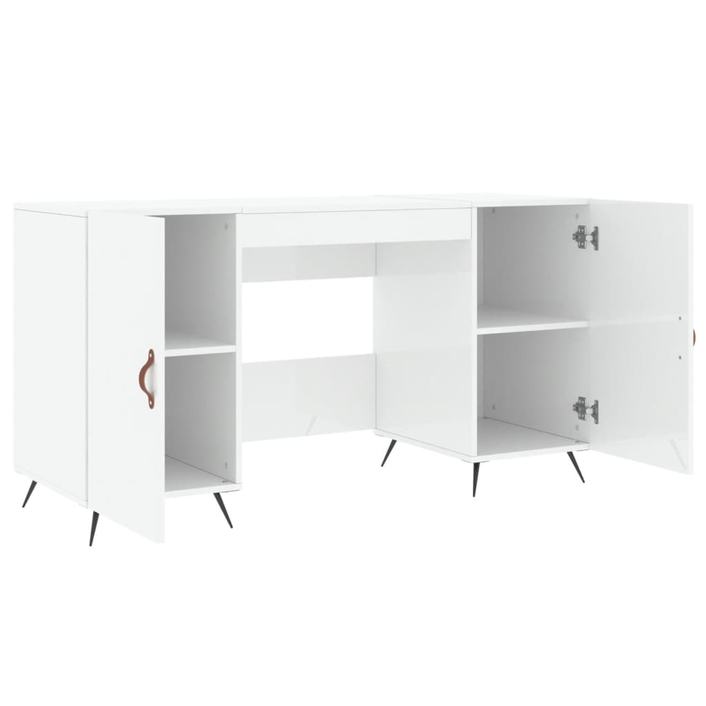 Bureau blanc brillant 140x50x75 cm en bois