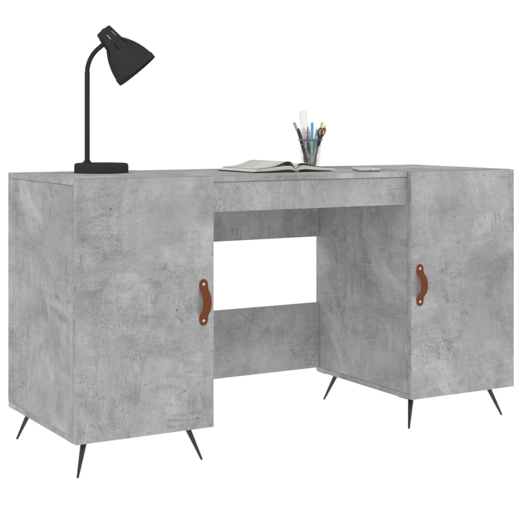 Bureau gris béton 140x50x75 cm en bois