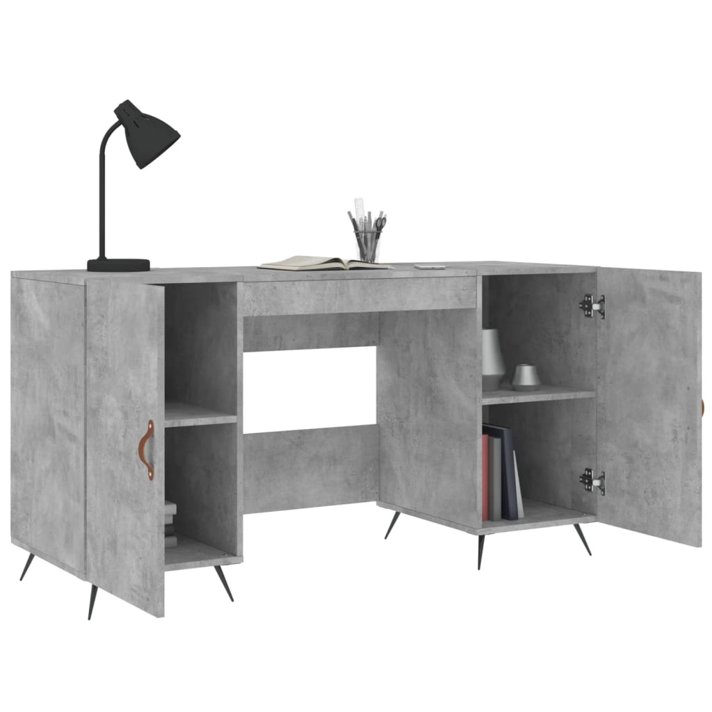 Bureau gris béton 140x50x75 cm en bois