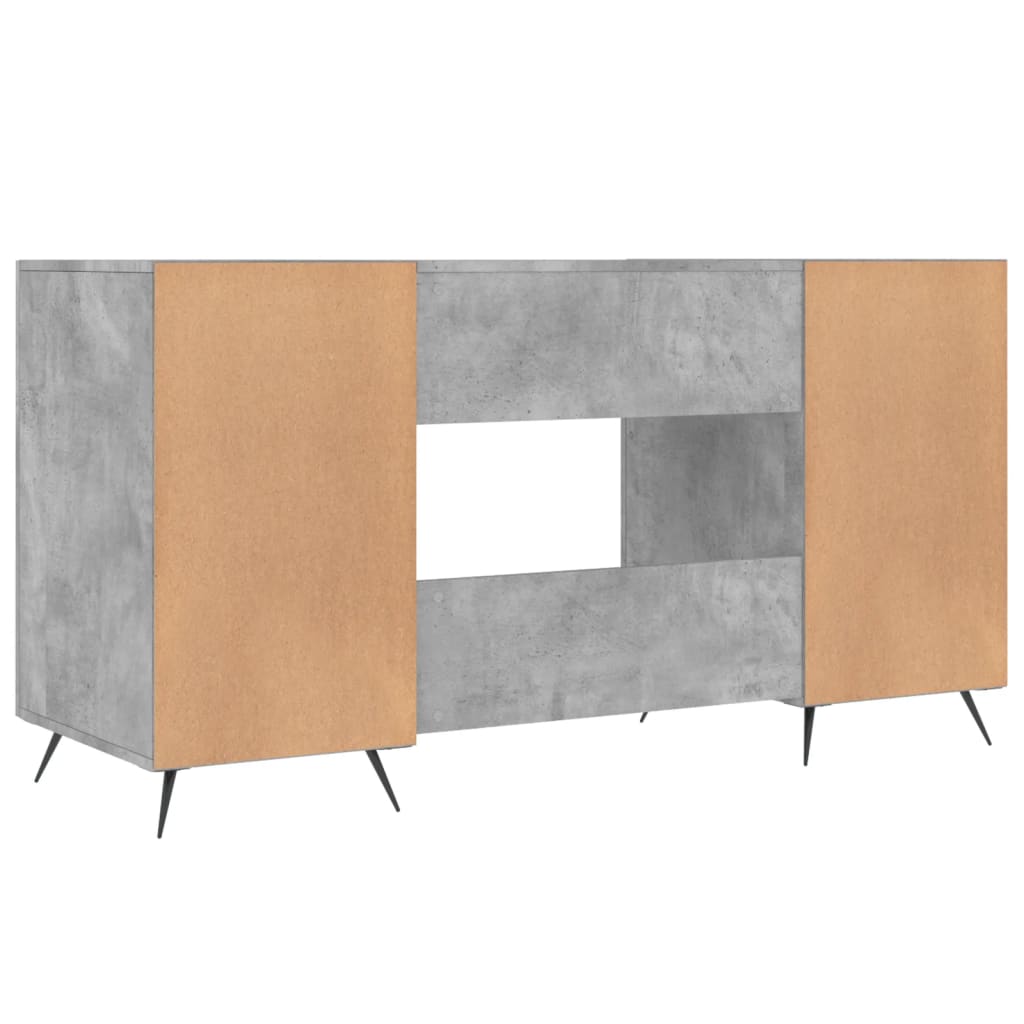 Bureau gris béton 140x50x75 cm en bois