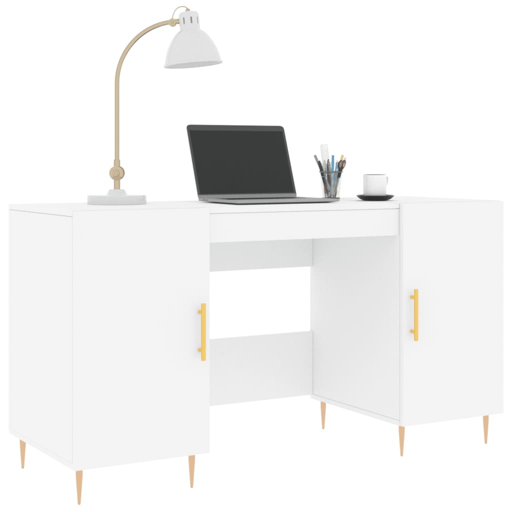 Bureau blanc 140x50x75 cm en bois