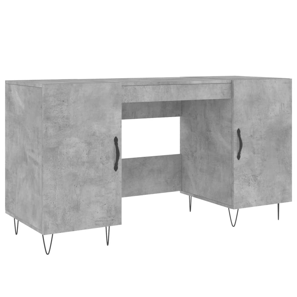 Bureau gris béton 140x50x75 cm en bois