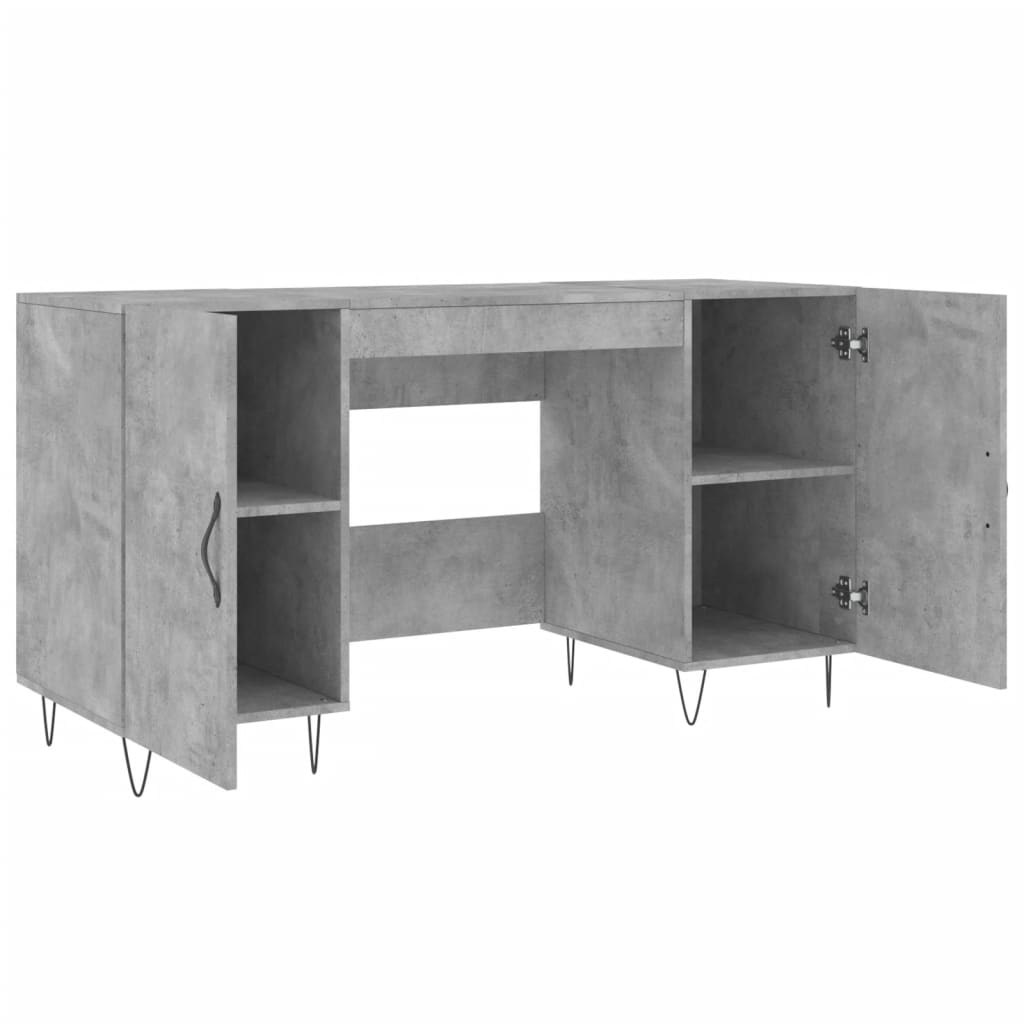 Bureau gris béton 140x50x75 cm en bois