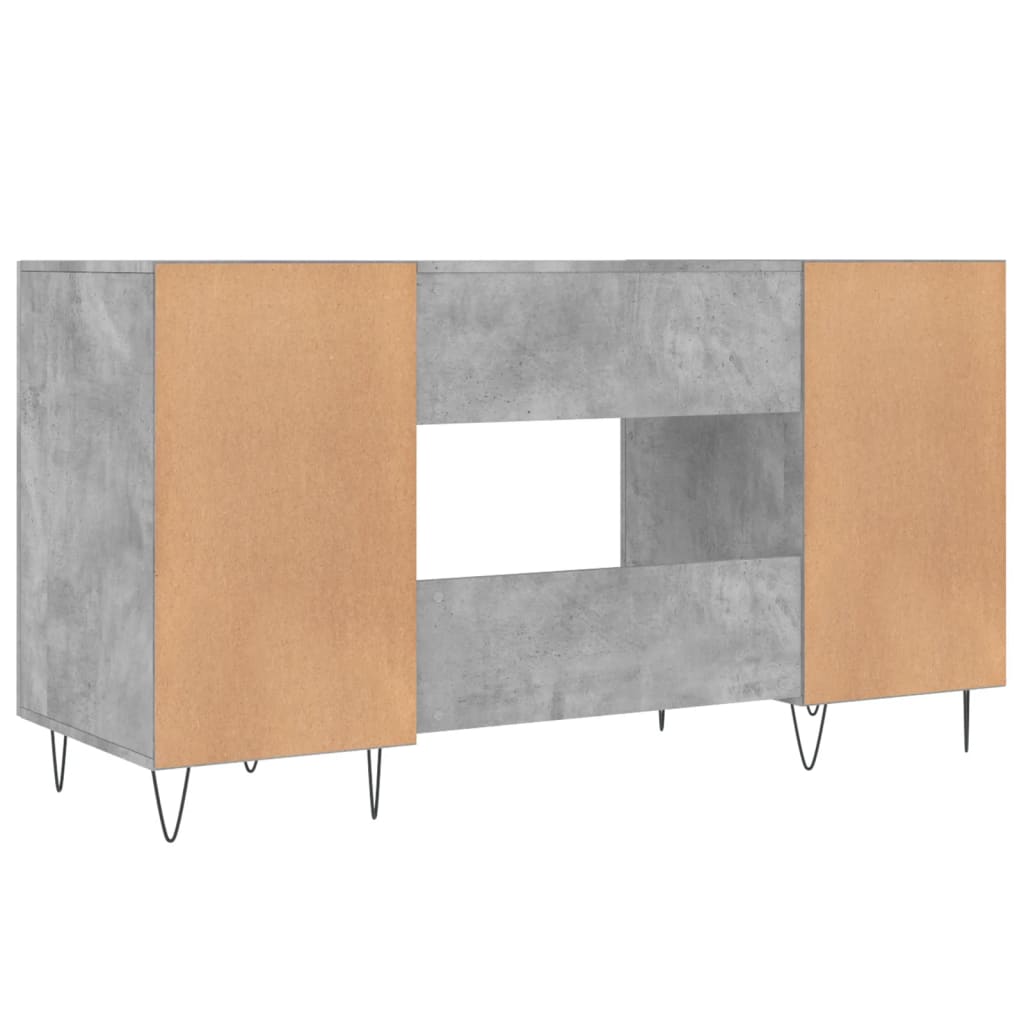 Bureau gris béton 140x50x75 cm en bois