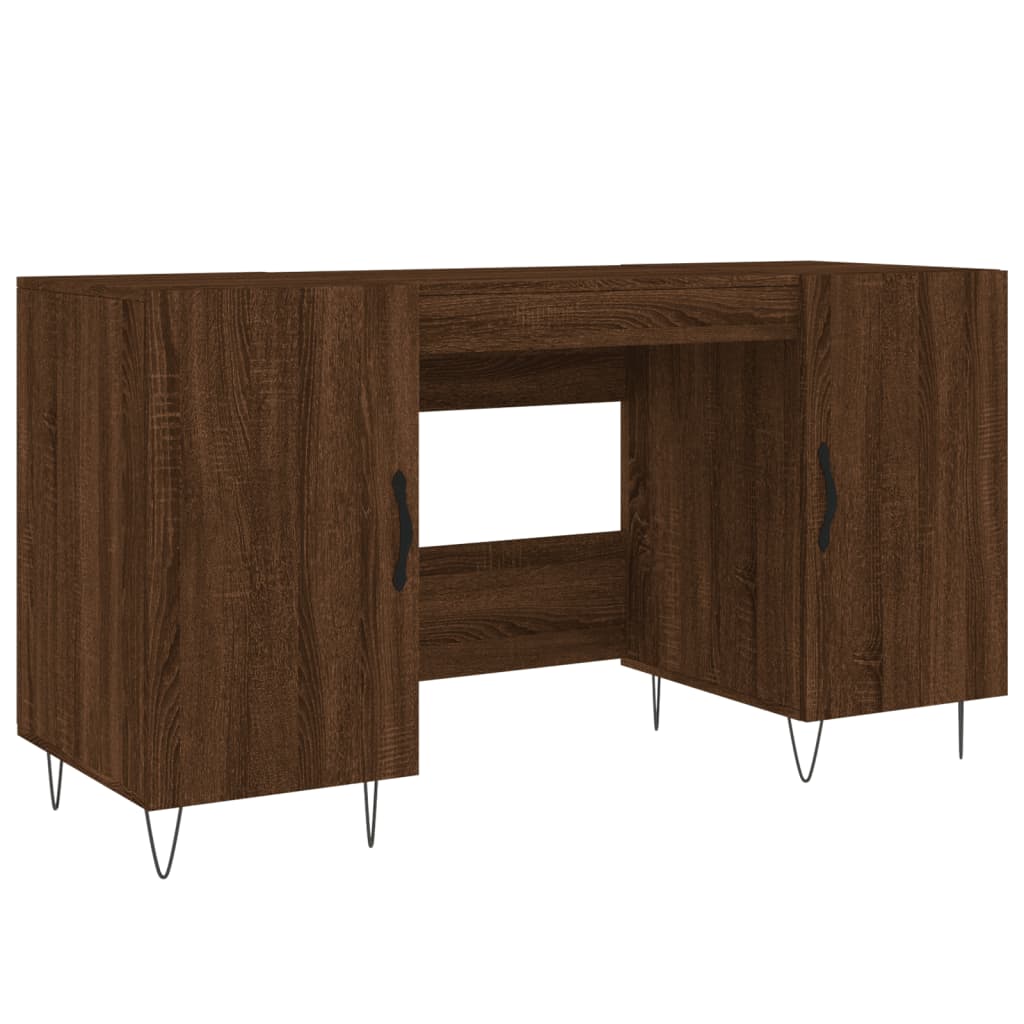 Bureau aspect chêne marron 140x50x75 cm matériau bois