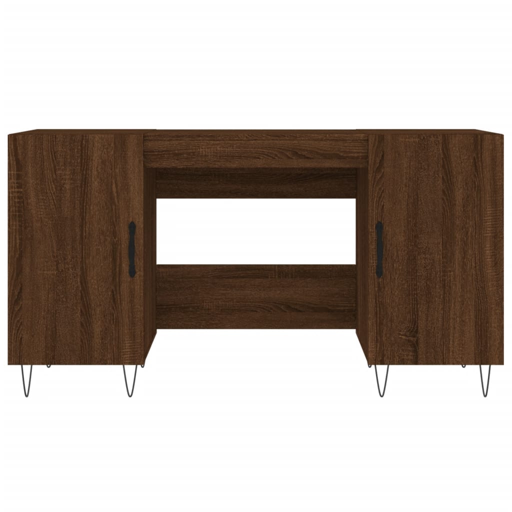 Bureau aspect chêne marron 140x50x75 cm matériau bois