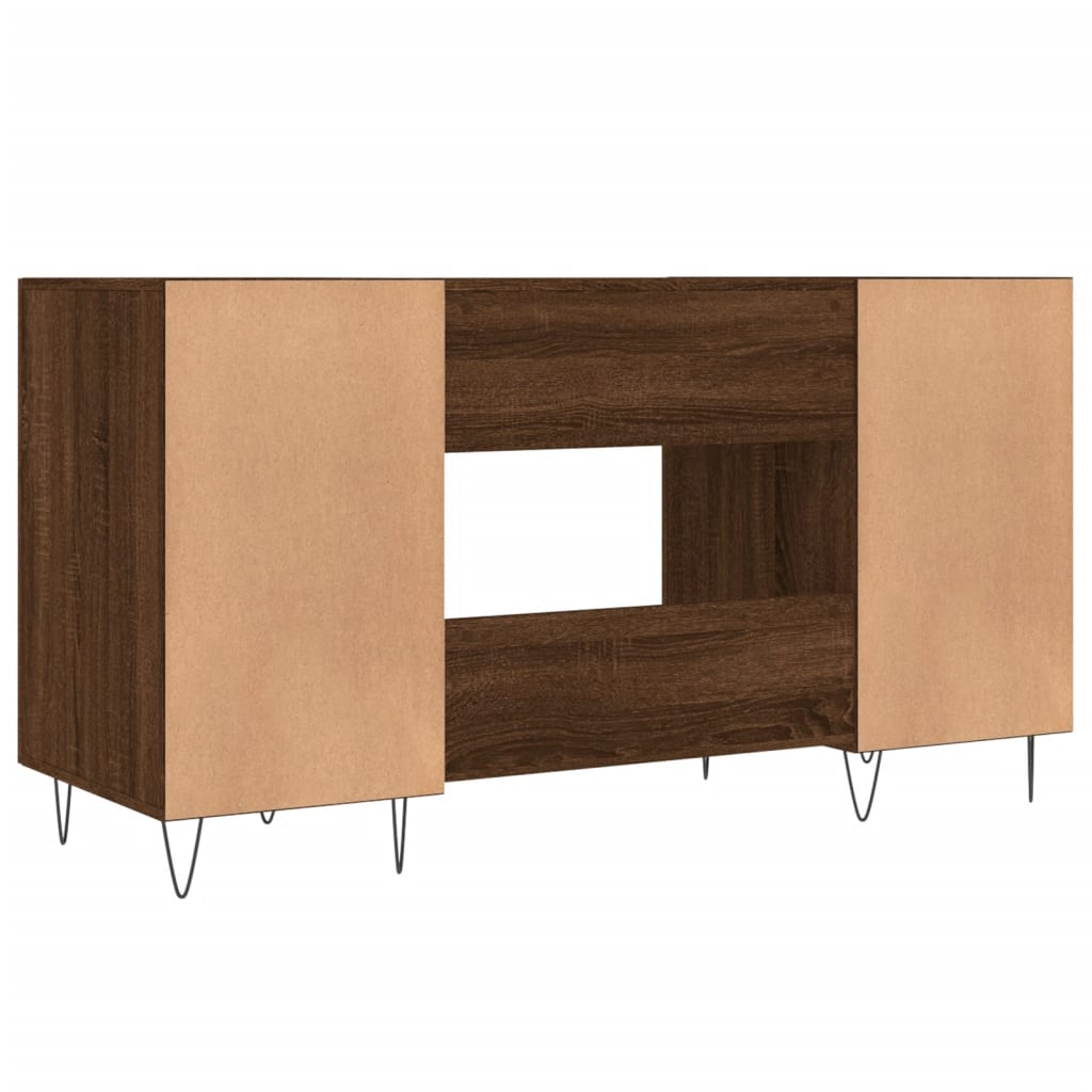 Bureau aspect chêne marron 140x50x75 cm matériau bois