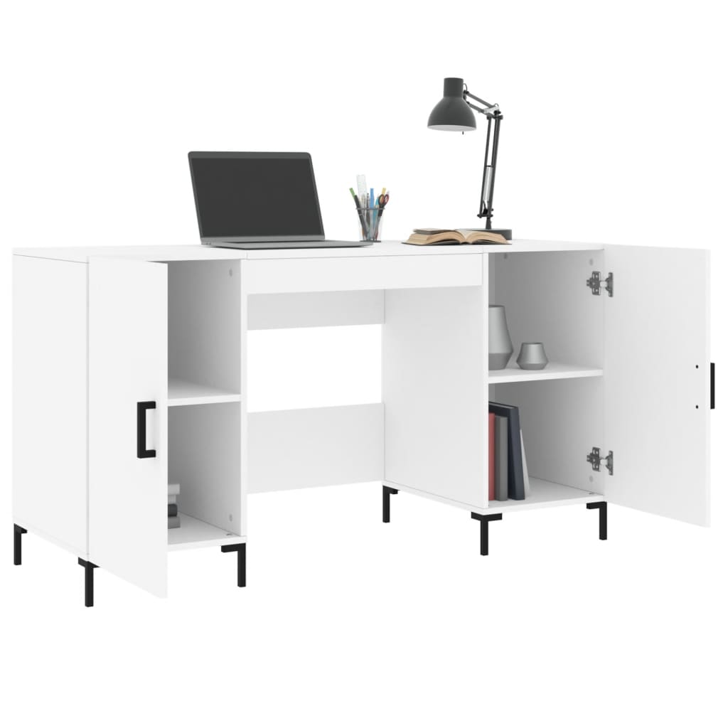 Bureau blanc 140x50x75 cm en bois