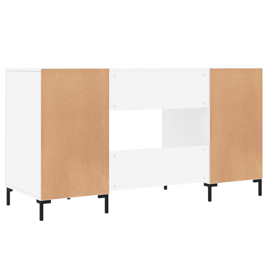 Bureau blanc brillant 140x50x75 cm en bois