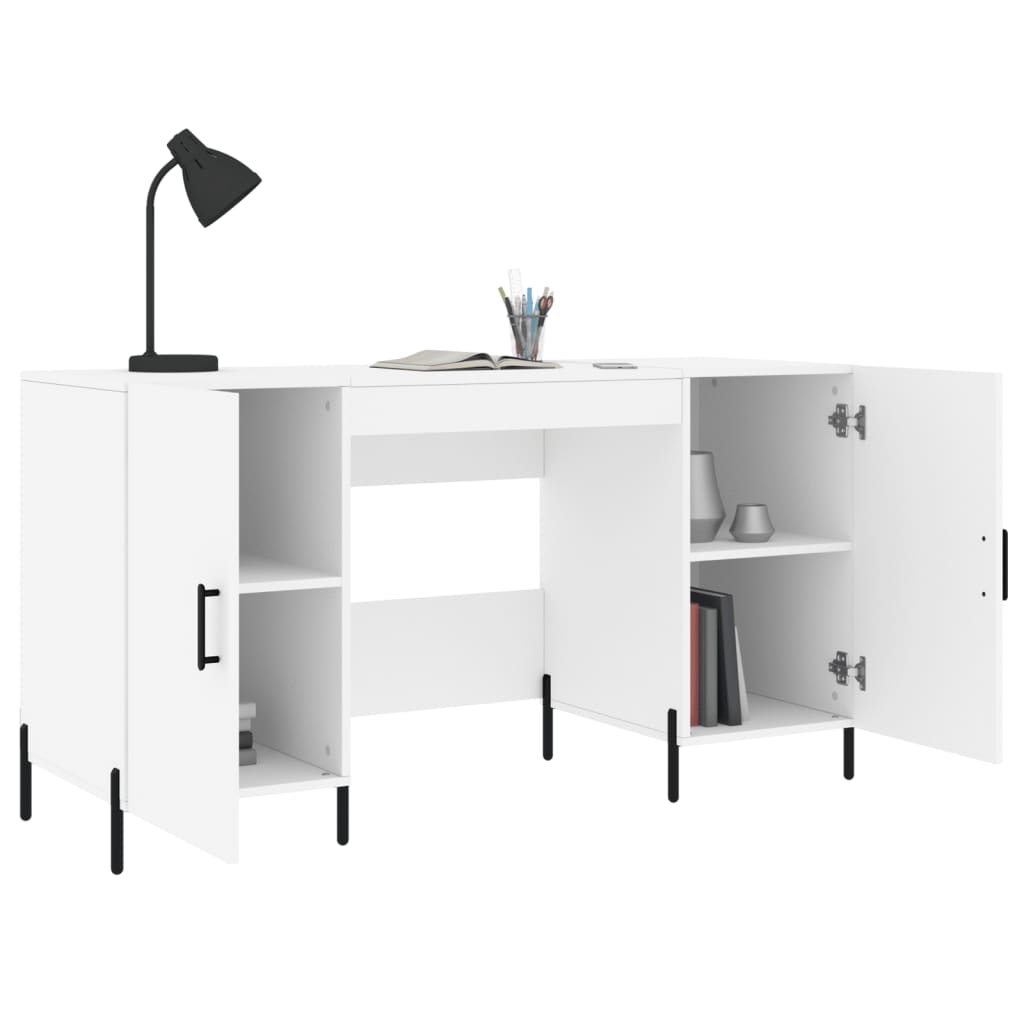 Bureau blanc 140x50x75 cm en bois