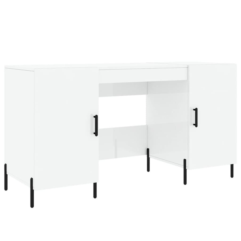 Bureau blanc brillant 140x50x75 cm en bois