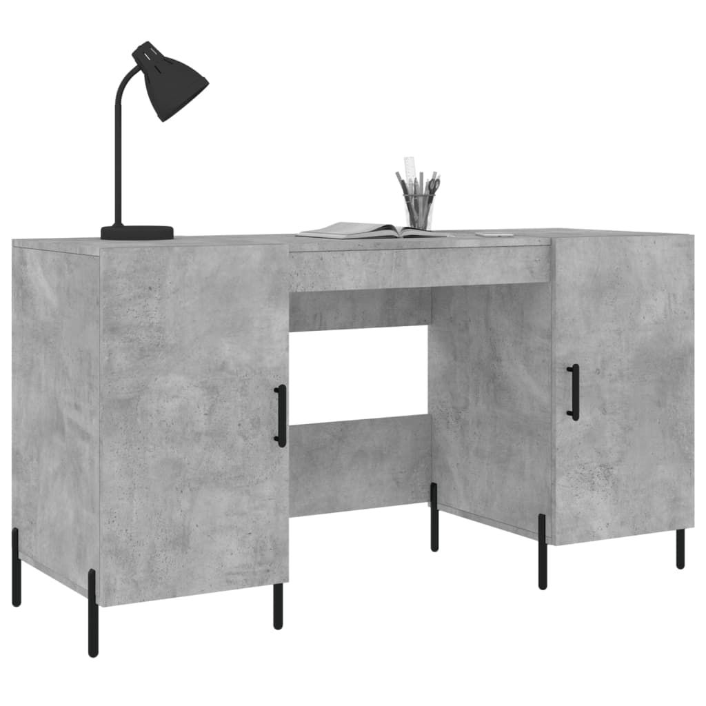 Bureau gris béton 140x50x75 cm en bois