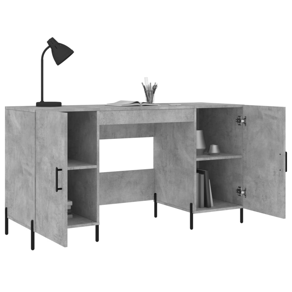 Bureau gris béton 140x50x75 cm en bois