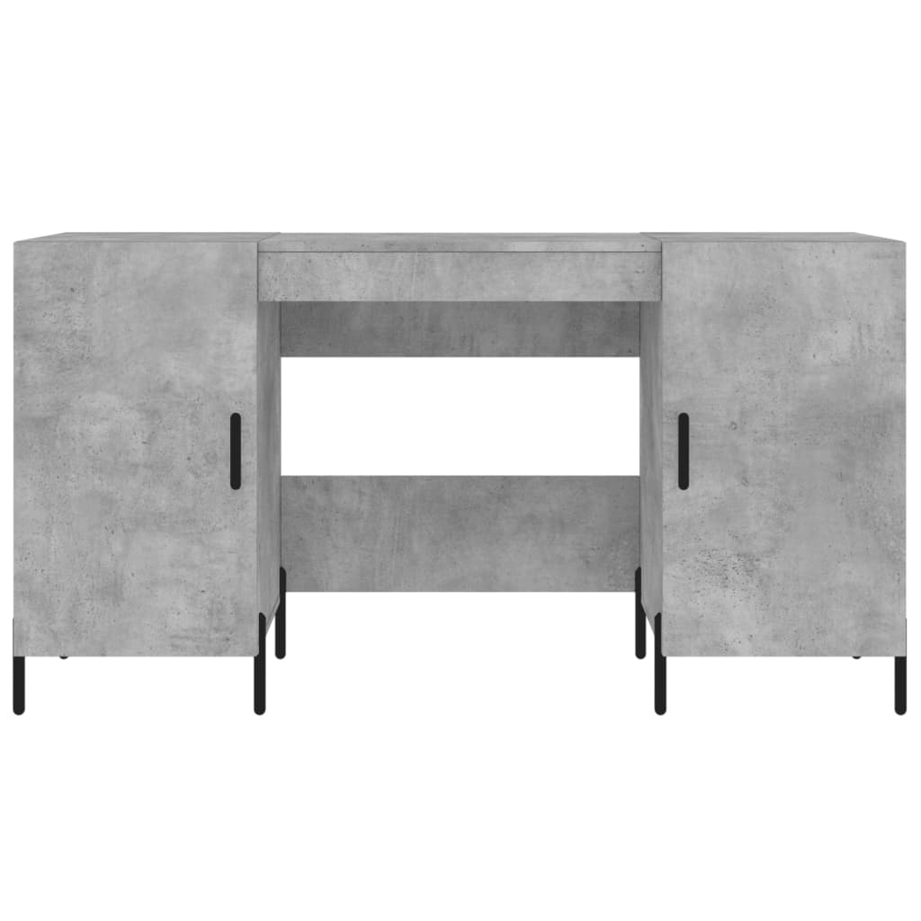 Bureau gris béton 140x50x75 cm en bois