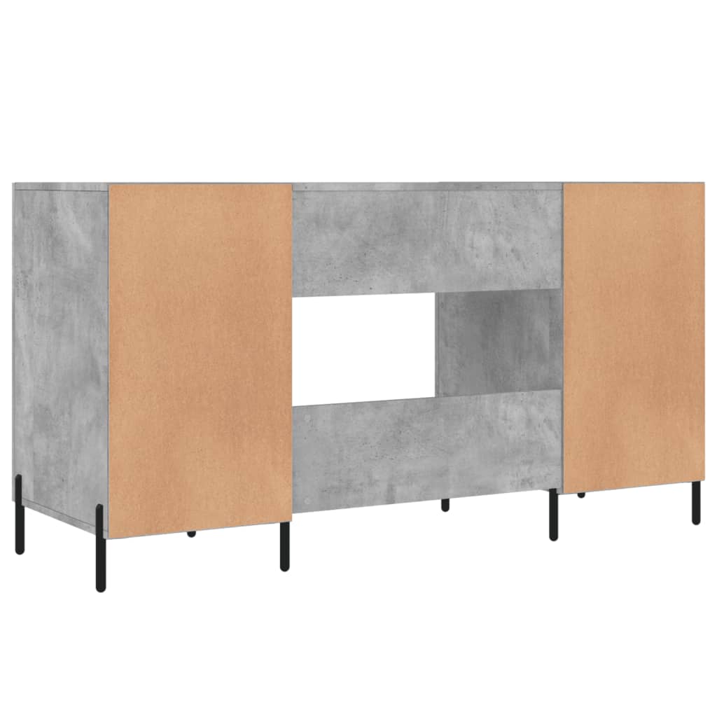 Bureau gris béton 140x50x75 cm en bois