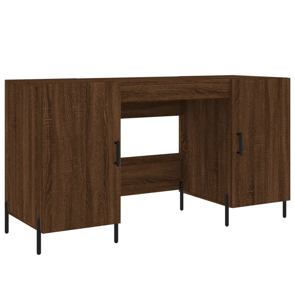 Bureau aspect chêne marron 140x50x75 cm matériau bois