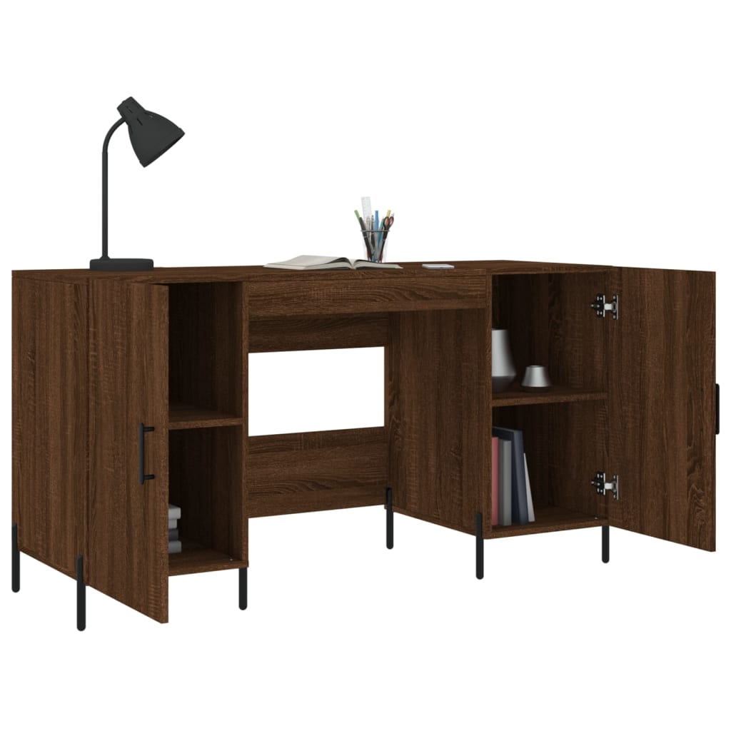 Bureau aspect chêne marron 140x50x75 cm matériau bois