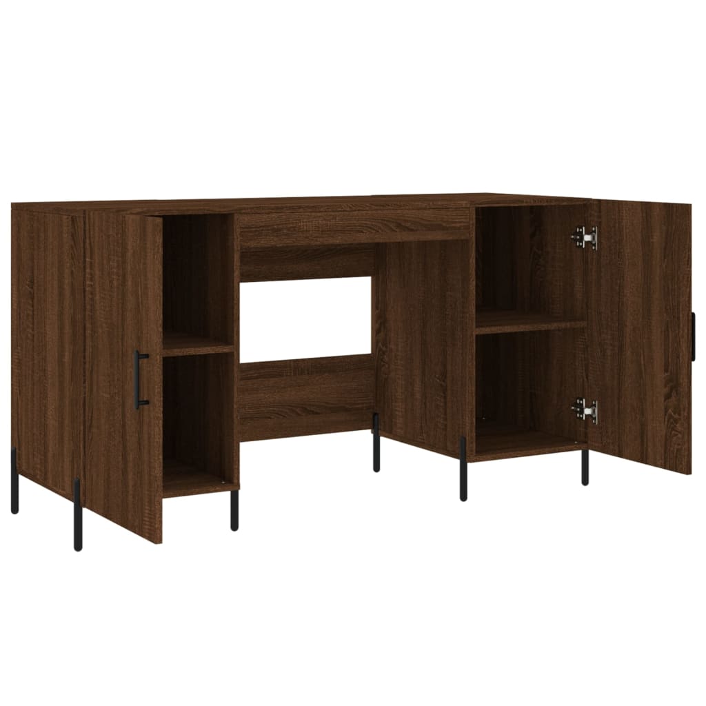 Bureau aspect chêne marron 140x50x75 cm matériau bois