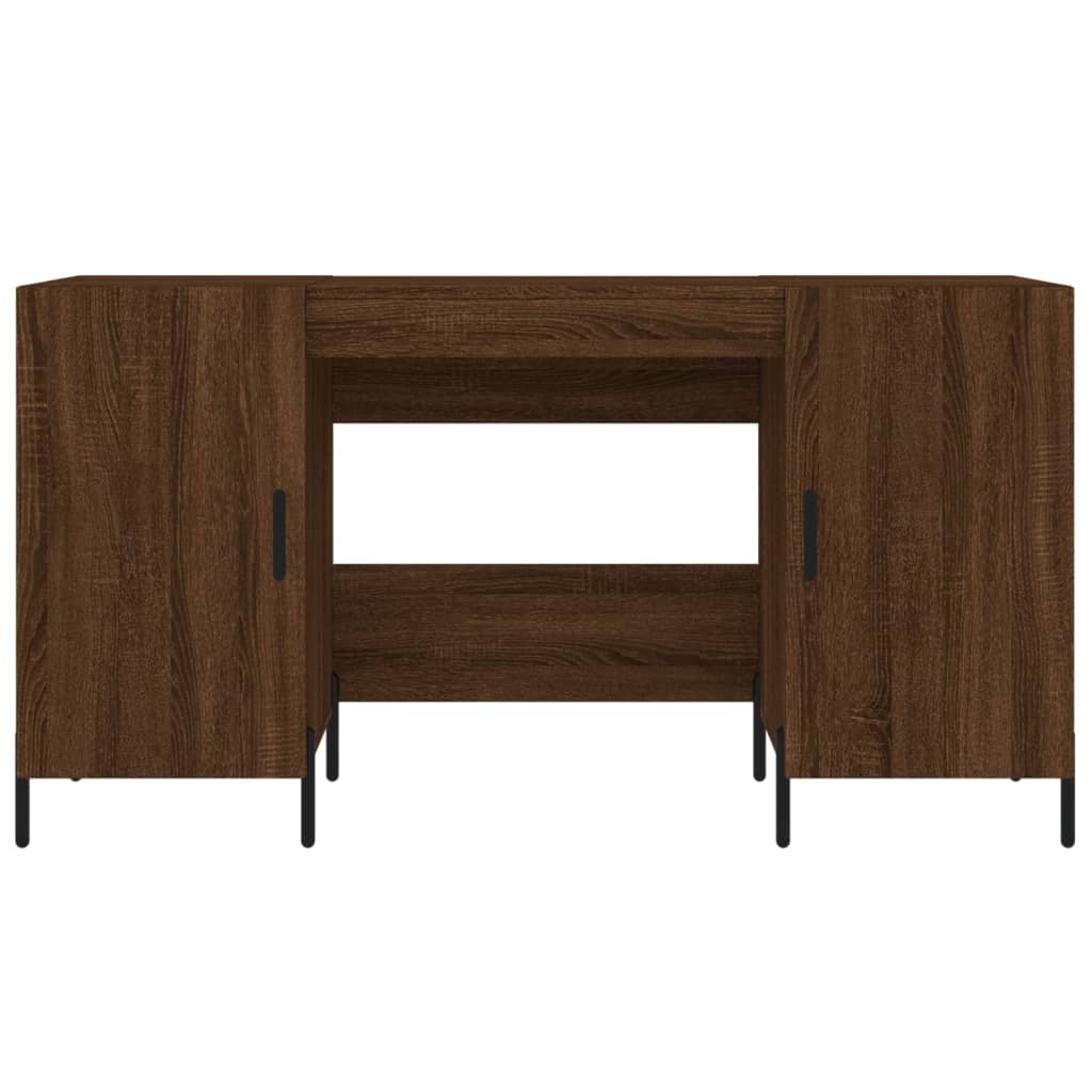 Bureau aspect chêne marron 140x50x75 cm matériau bois