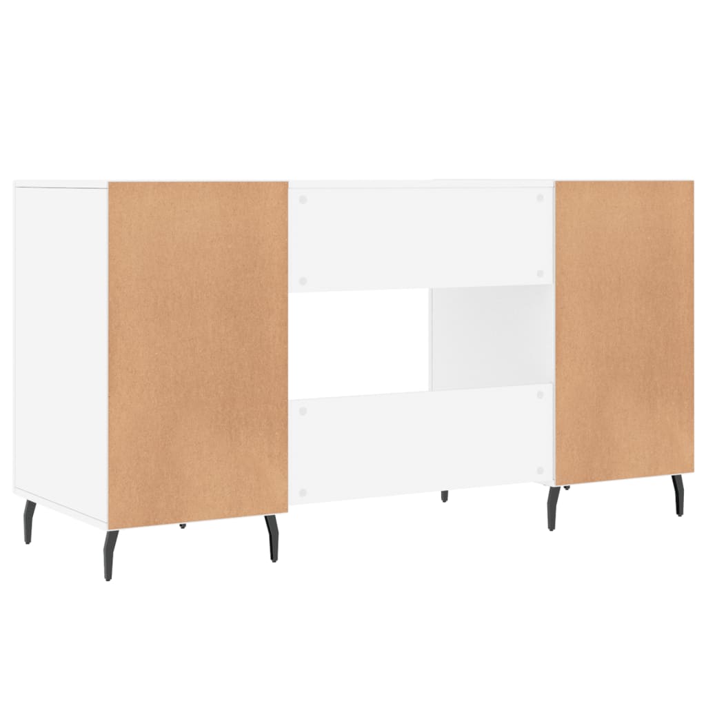 Bureau blanc brillant 140x50x75 cm en bois