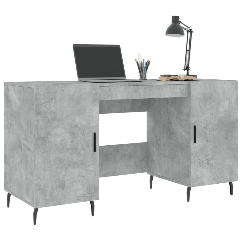 Bureau gris béton 140x50x75 cm en bois