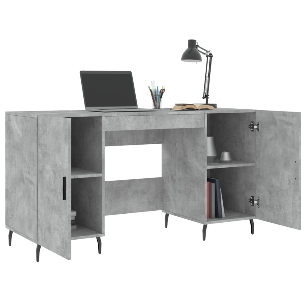 Bureau gris béton 140x50x75 cm en bois