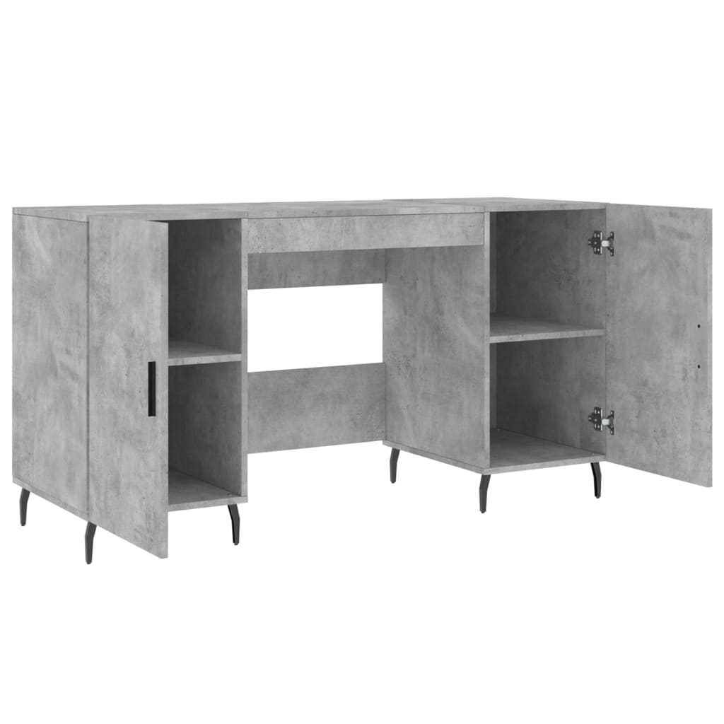 Bureau gris béton 140x50x75 cm en bois