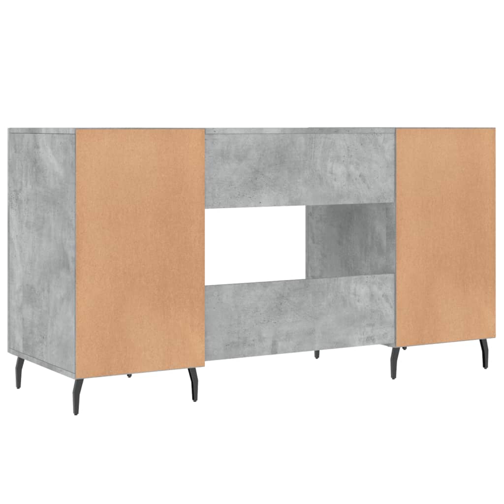 Bureau gris béton 140x50x75 cm en bois