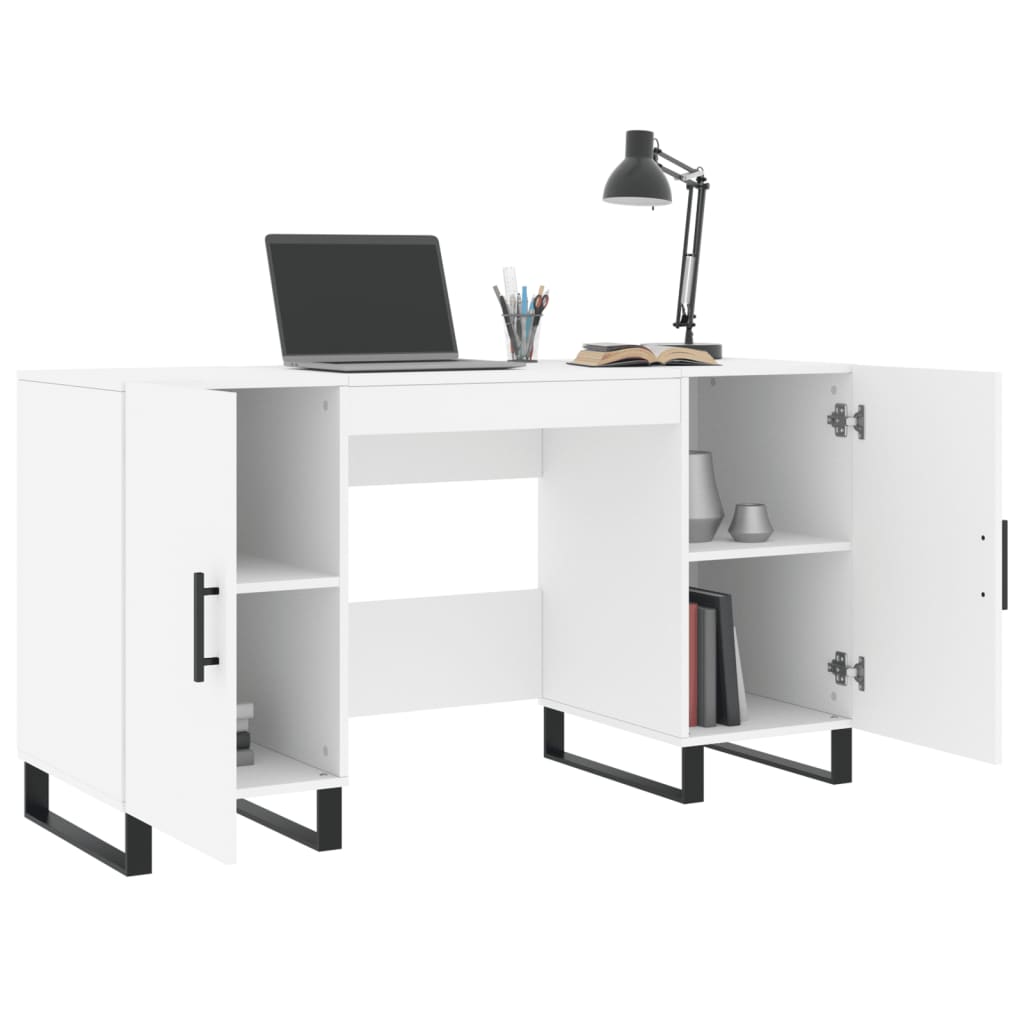 Bureau blanc 140x50x75 cm en bois