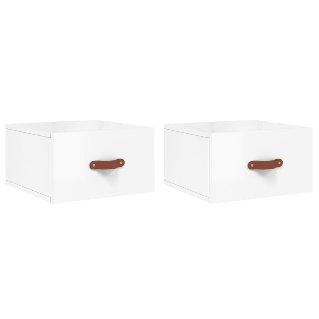 Tables de chevet murales 2 pcs. blanc brillant 35x35x20 cm