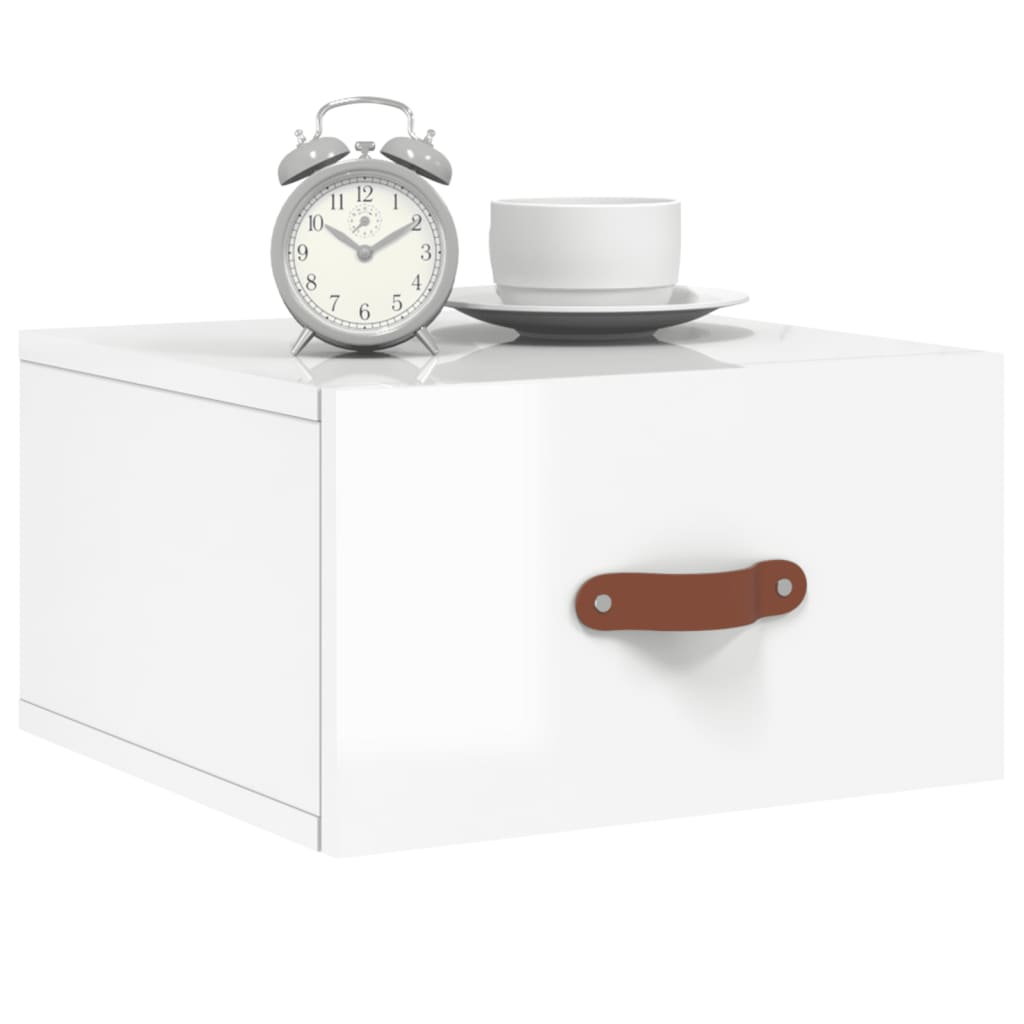 Tables de chevet murales 2 pcs. blanc brillant 35x35x20 cm