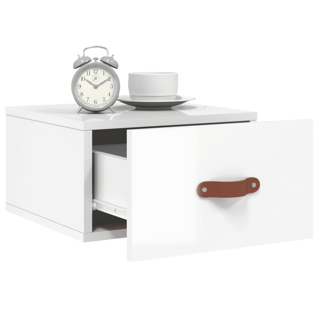 Tables de chevet murales 2 pcs. blanc brillant 35x35x20 cm