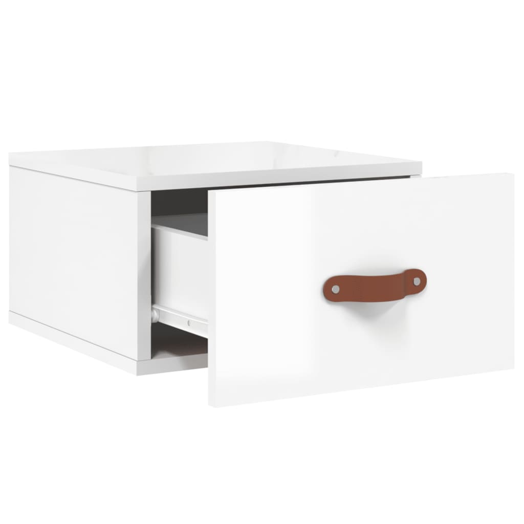 Tables de chevet murales 2 pcs. blanc brillant 35x35x20 cm