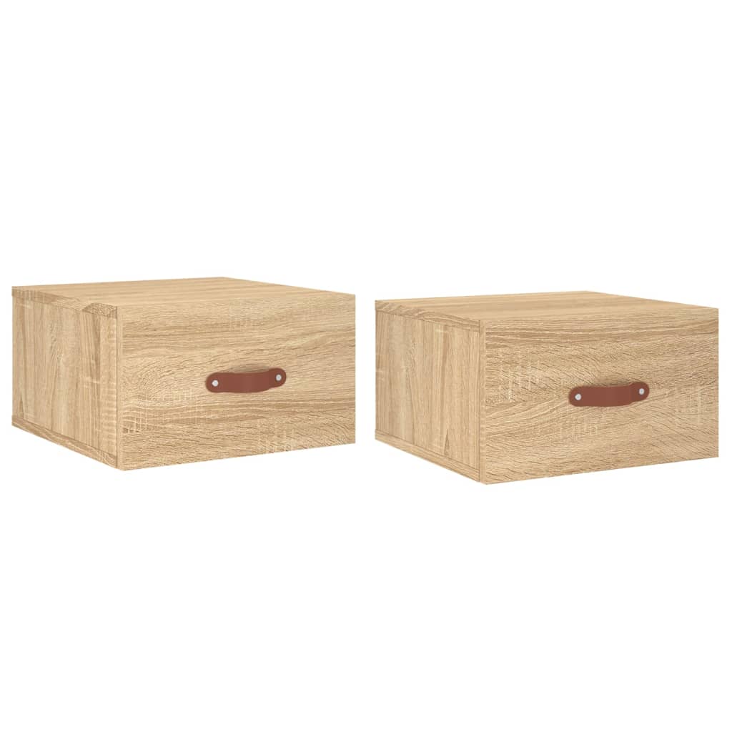 Wand-Nachttische 2 Stk. Sonoma-Eiche 35x35x20 cm
