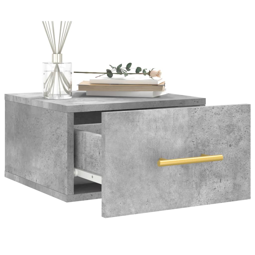 Tables de chevet murales 2 pcs gris béton 35x35x20 cm