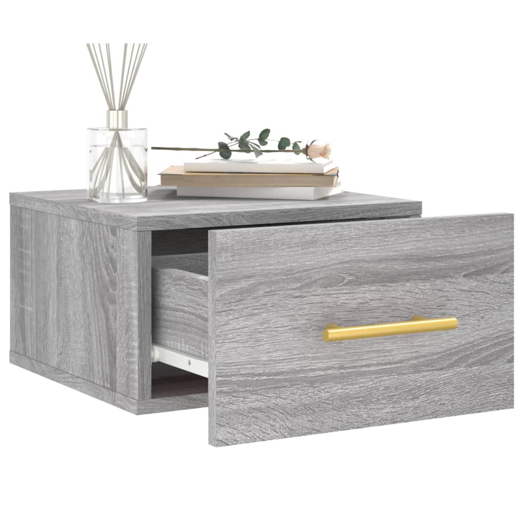Wall Bedside Table Gray Sonoma 35x35x20 cm
