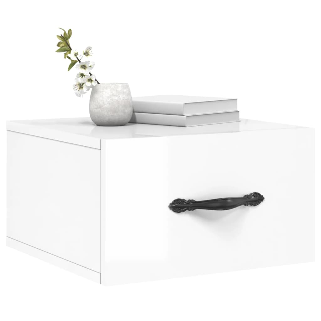 Tables de chevet murales 2 pcs. blanc brillant 35x35x20 cm