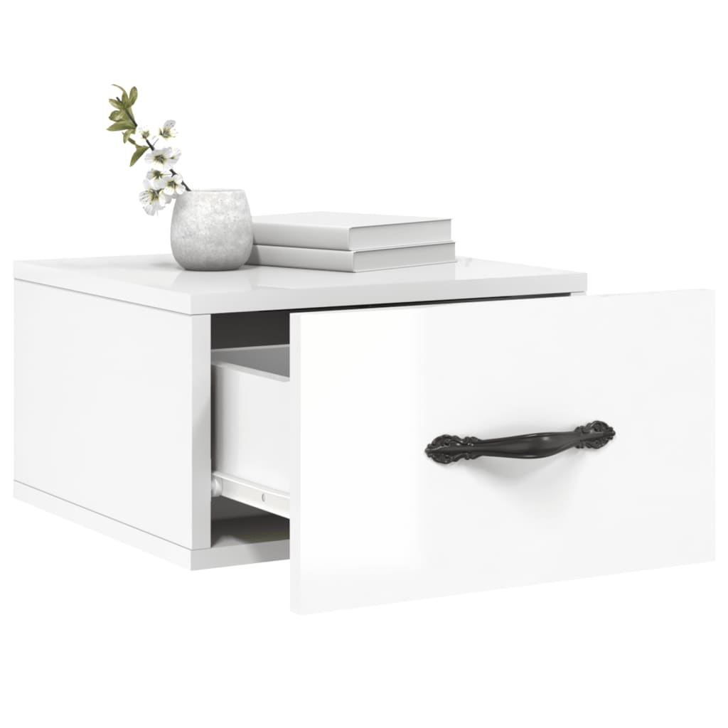 Tables de chevet murales 2 pcs. blanc brillant 35x35x20 cm