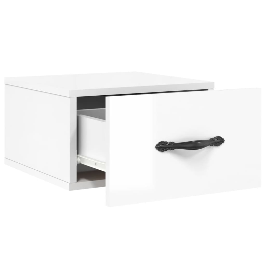 Tables de chevet murales 2 pcs. blanc brillant 35x35x20 cm