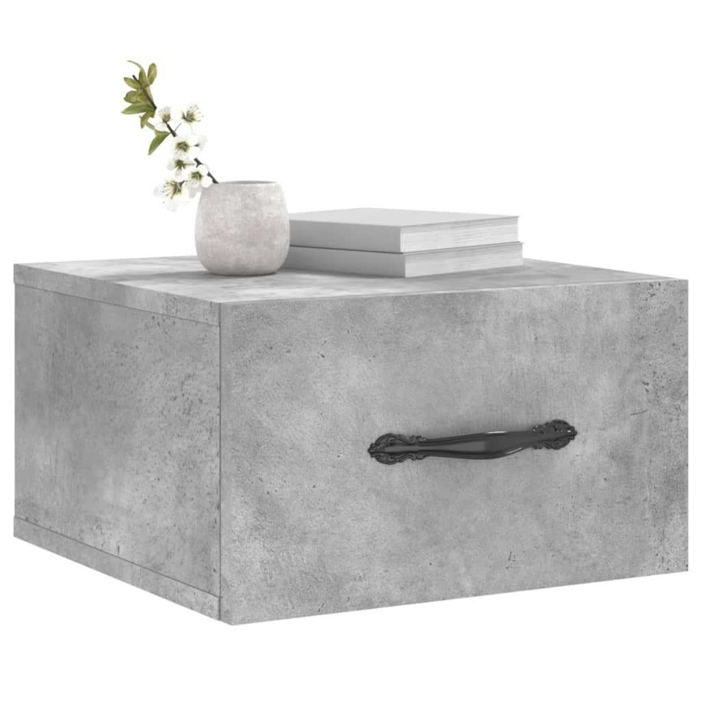 Tables de chevet murales 2 pcs gris béton 35x35x20 cm