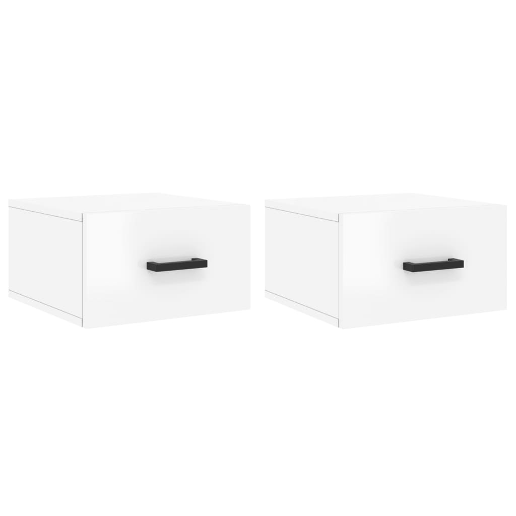 Tables de chevet murales 2 pcs. blanc brillant 35x35x20 cm