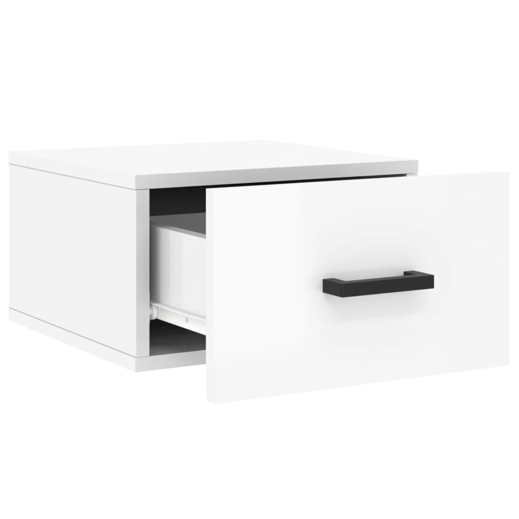 Tables de chevet murales 2 pcs. blanc brillant 35x35x20 cm